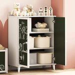 vidaXL Armoire tableau noir avec étagère Blanc Bois d'ingénierie