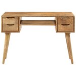 Bureau table poste de travail meuble d'ordinateur informatique étude avec tiroirs 110 x 47 x 76 cm bois de manguier solide brun 02_0023462