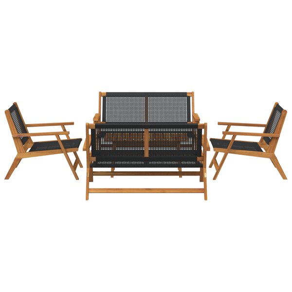 vidaXL Chaises de jardin avec table - Ensemble de 5 pièces en bois d'acacia massif noir