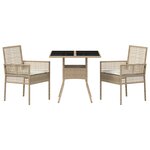 vidaXL Ensemble de salle à manger de jardin 3 pièces beige poly rotin