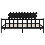 vidaXL Cadre de lit avec tête de lit noir 200x200 cm bois massif