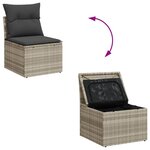 vidaXL Chaise de jardin sans accoudoirs avec coussins gris clair rotin