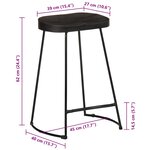 vidaXL Tabourets de bar lot de 2 noir 45x40x62 cm bois manguier massif