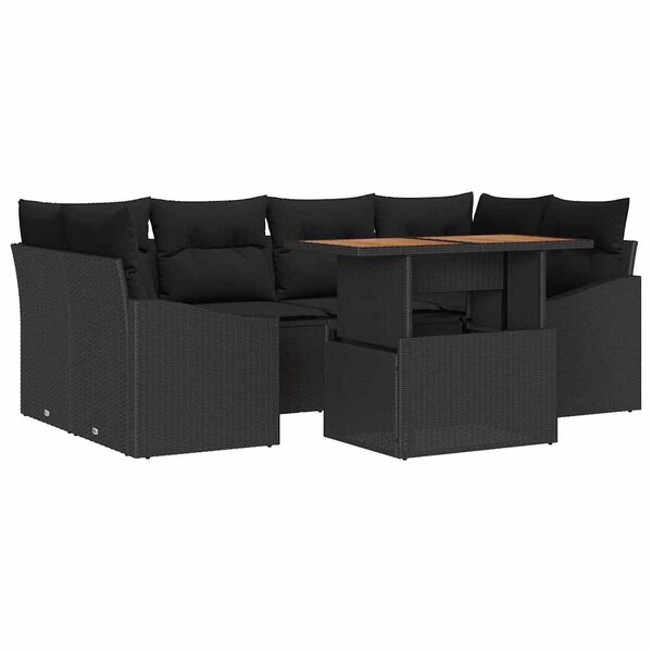 vidaXL Ensemble de salle à manger pour jardin 7 Pièces Noir et Marron