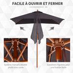 Parasol rectangulaire inclinable bois polyester haute densité 2L x 1 5l x 2 3H m gris foncé