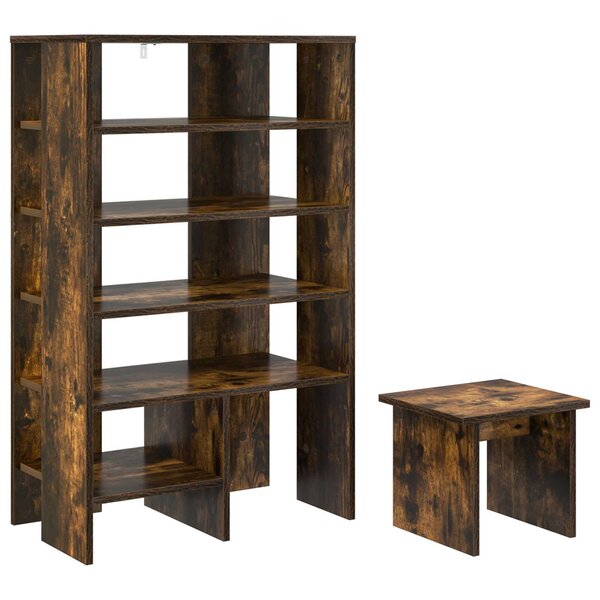 vidaXL Cabinet à chaussures 2 Pièces Chêne fumé Bois d'ingénierie