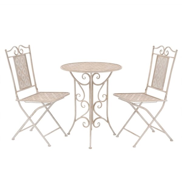 vidaXL Mobilier de bistro 3 Pièces Acier Blanc