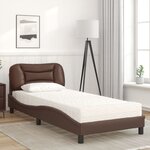vidaXL Lit avec matelas Hvar marron 90x190 cm similicuir