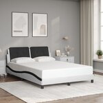 vidaXL Cadre de lit avec LED sans matelas Zadar blanc et noir 140x190 cm