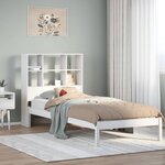 vidaXL Lit bibliothèque sans matelas blanc 90x190cm bois de pin massif