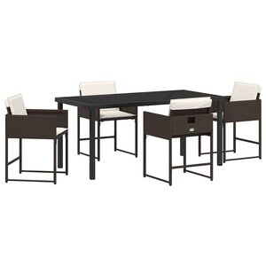 vidaXL Ensemble de salle à manger pour jardin 5 Pièces Marron polyrotin