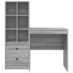 vidaXL Bureau avec tiroir avec étagère avec stockage 2 Pièces Gris Sonoma
