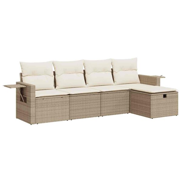 vidaXL Salon de jardin avec coussins 5 Pièces beige résine tressée