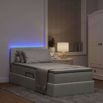 vidaXL Lit de rangement LED avec matelas Gris clair 90 x 190 cm