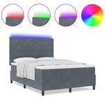 vidaXL Lit à ressort avec matelas et LED Gris foncé 140x200 cm Velours