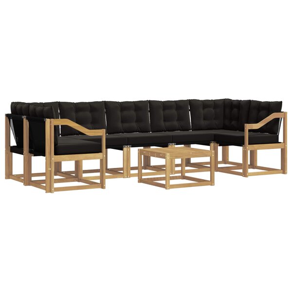 vidaXL Ensemble de canapés d'extérieur 8 pc Blanc et noir