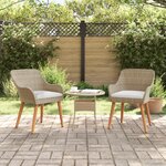 vidaXL Chaises de jardin avec coussins 2 Pièces Beige Poly Rattan