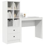 vidaXL Bureau avec tiroir avec étagère avec stockage 2 Pièces Blanc