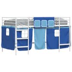 vidaXL Cadre de lit superposé pour enfants avec rideaux Blanc et Bleu