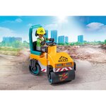 PLAYMOBIL 71751 - Action Heroes Ouvriers avec rouleau compresseur et signalisation