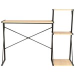 Bureau table poste de travail meuble d'ordinateur informatique étude avec étagère et chêne 116 x 50 x 93 cm noir 02_0023480