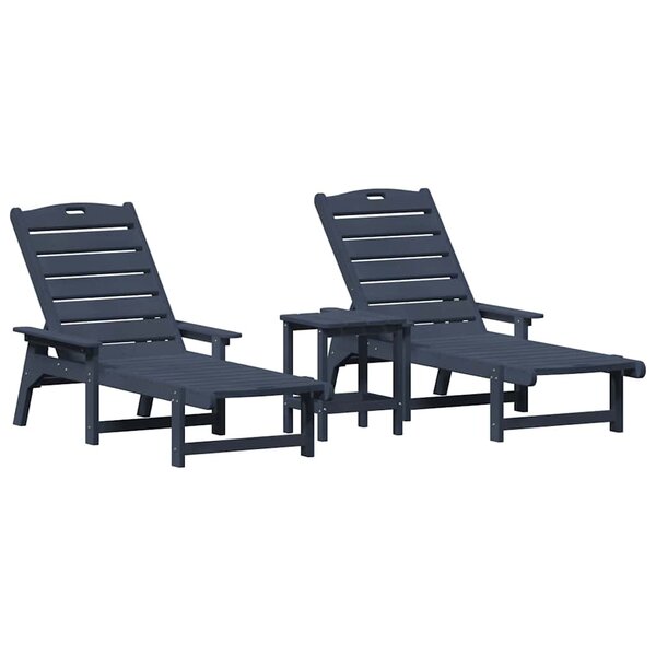 vidaXL Transat 3 pc Polyéthylène Bleu marine