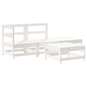 vidaXL Salon de jardin 4 Pièces blanc bois de pin massif