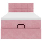 vidaXL Cadre de lit ottoman avec matelas rose 100x200 cm velours
