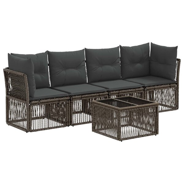 vidaXL Ensemble de canapé de jardin 5 Pièces Gris polyrotin