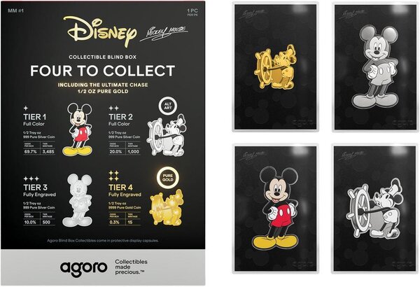 Pièce de monnaie en Argent - Or 1 Dollar – 100 Dollars g 15.57 (1/2 oz) Millésime 2025 MICKEY MOUSE