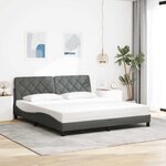 vidaXL Cadre de lit avec LED sans matelas gris foncé 180x200 cm tissu