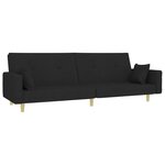 vidaXL Canapé-lit à 2 places avec repose-pied noir tissu