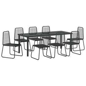 vidaXL Ensemble de salle à manger pour jardin 9 Pièces Noir