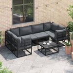 vidaXL Ensemble de canapé de jardin 6 pc Noir Aluminium