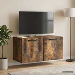vidaXL Meuble TV mural Chêne fumé 59 5 x 31 x 30 cm Bois d'ingénierie