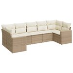 vidaXL Salon de jardin avec coussins 7 Pièces beige résine tressée