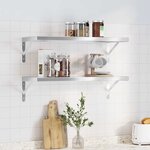 vidaXL Étagères murales 2 Pièces 75x30 cm argenté acier inoxydable