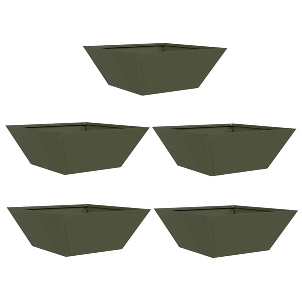 vidaXL Pot de jardin en forme de bol 5 Pièces Vert olive 40 x 40 x 15 cm