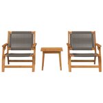 vidaXL Chaises de jardin avec table 3 Pièces Gris Bois massif Acacia