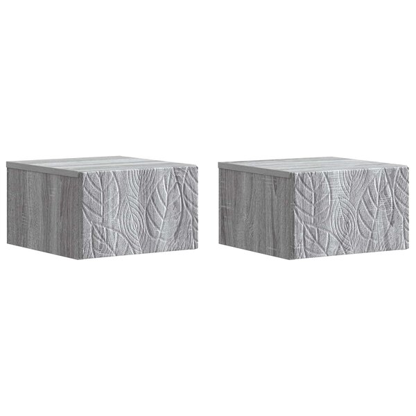 vidaXL Table d'appoint murale 2 Pièces Sonoma gris 34 5 x 33 x 20 cm