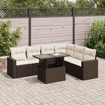 vidaXL Salon de jardin avec coussins 7 Pièces marron résine tressée