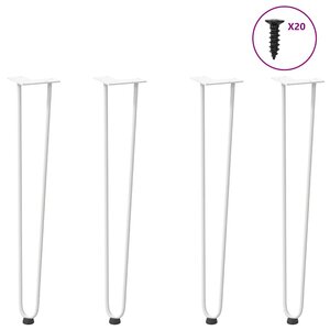 vidaXL Pieds en épingle à cheveux pour consoles  lot de 4  blanc  72 cm  acier massif
