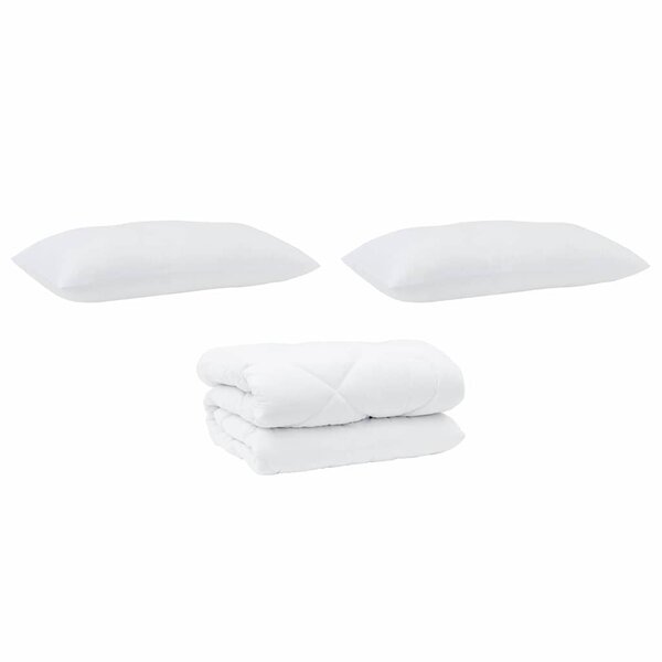 vidaXL Couette Autre avec oreiller 3 Pièces Blanc 200 x 200 cm Microfibre