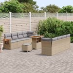 vidaXL Ensemble de canapé de jardin 11 Pièces Beige polyrotin