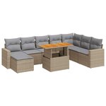 vidaXL Salon de jardin avec coussins 9 Pièces beige résine tressée