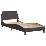vidaXL Cadre de lit avec LED sans matelas marron foncé 90x200 cm tissu