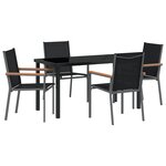 vidaXL Ensemble de salle à manger de jardin 5 pièces Noir Textilène et Acier
