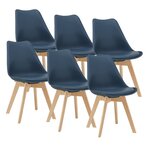 Lot de 6 chaises de salle à manger similicuir hêtre bleu 03_0006779