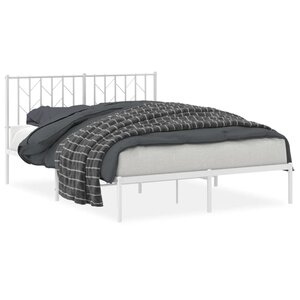 vidaXL Cadre de lit métal sans matelas et tête de lit blanc 135x190 cm