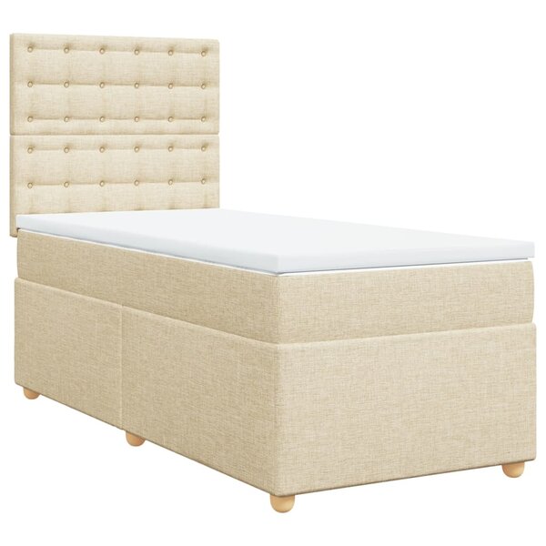 vidaXL Sommier à lattes de lit avec matelas Crème 90x200 cm Tissu